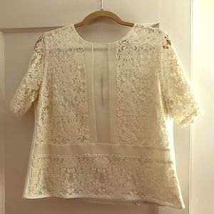 Anthropologie off white lace top